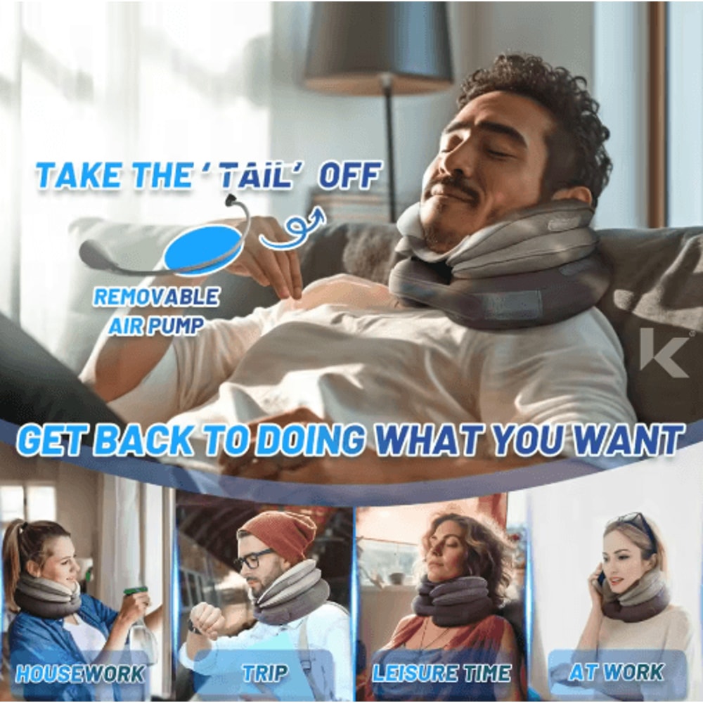 Inflatable Cervical Neck Traction Pillow Adjustable Neck Traction Device For Pain Relief Posture S 0