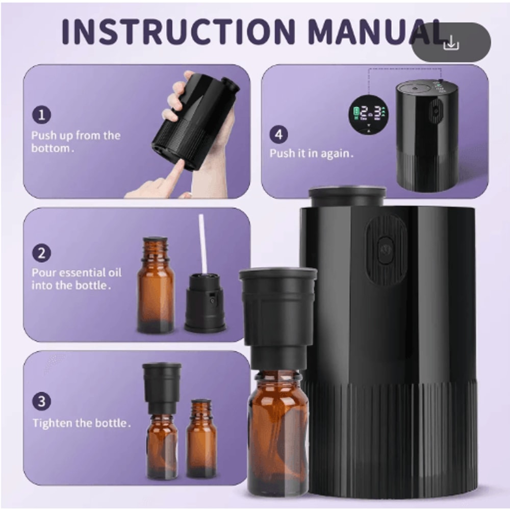 Portable Cordless Essential Oil Diffuser USB Rechargeable Essential Oil Diffuser For Car Home Offi 4