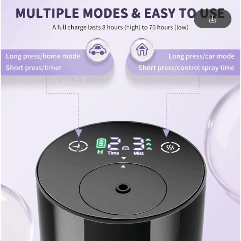 Portable Cordless Essential Oil Diffuser USB Rechargeable Essential Oil Diffuser For Car Home Offi 7