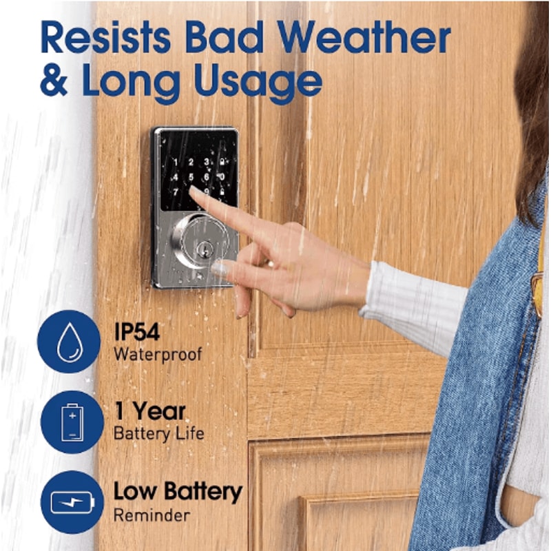 Smart Keyless Door Lock With Touchscreen App Controlled Keyless Entry Door Lock With 50 User Codes 5