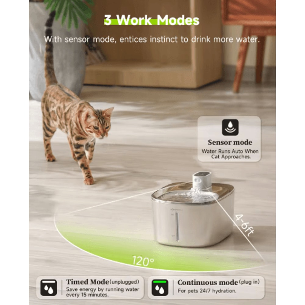 APETDOLA 4L Smart Pet Water Fountain Sensor Activated Cat Water Fountain For Clean Fresh Hydration 5