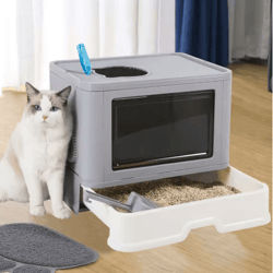 foldable enclosed cat litter box with top exit space saving enclosed cat litter box with scoop