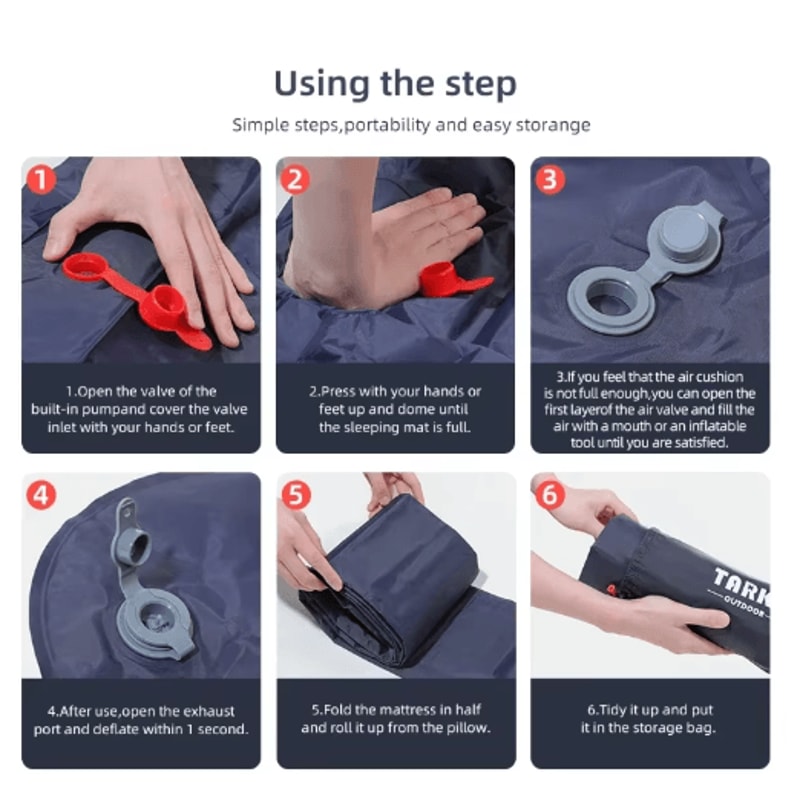 TARKA Inflatable Camping Sleeping Pad With Pillow Lightweight Camping Air Mattress For Hiking Outd 9