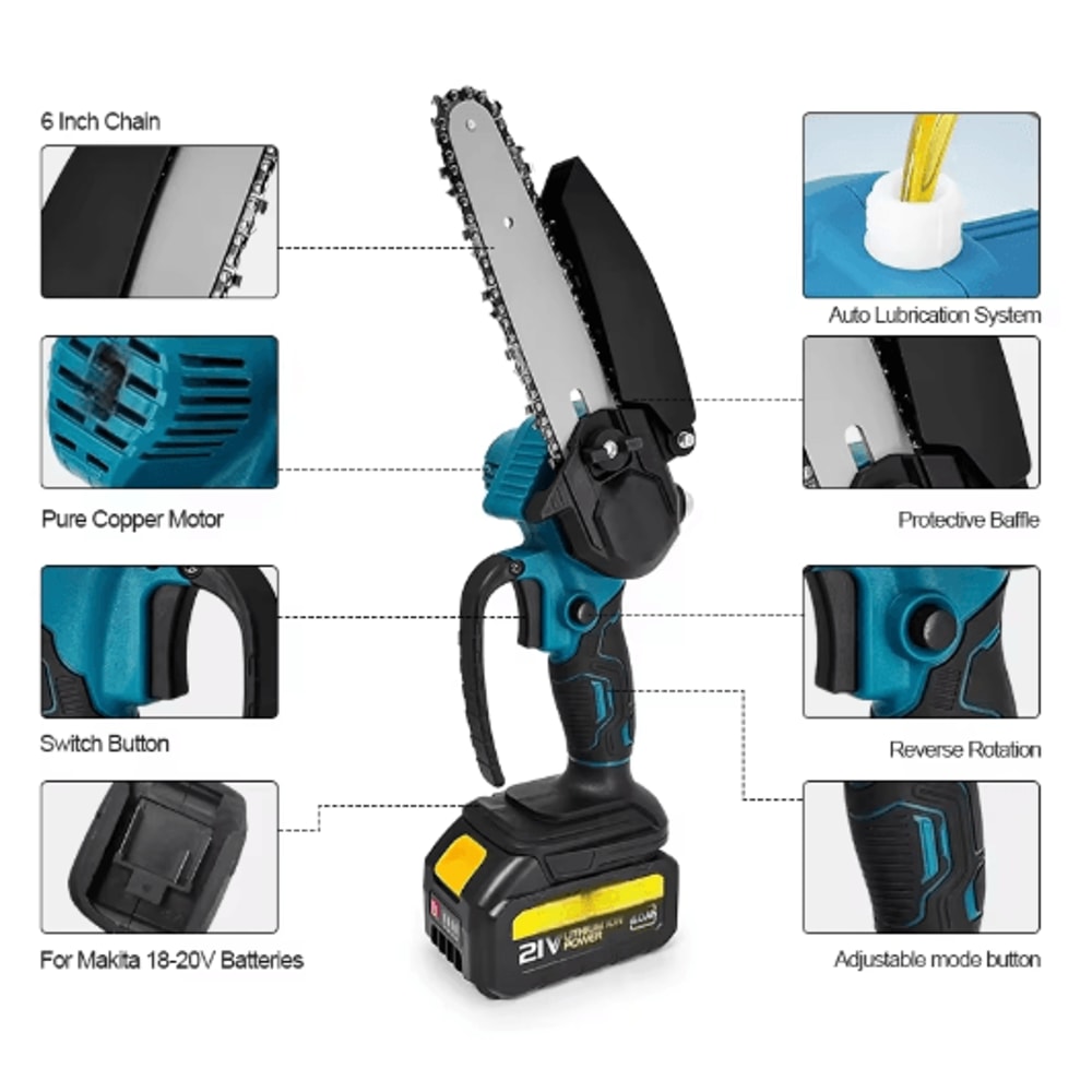 6Inch Mini Electric Chainsaw 1700RPM Portable Mini Electric Chainsaw For OneHand Wood Cutting 4