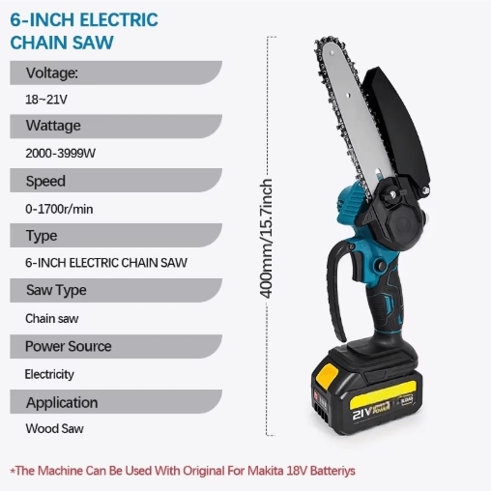6Inch Mini Electric Chainsaw 1700RPM Portable Mini Electric Chainsaw For OneHand Wood Cutting 6