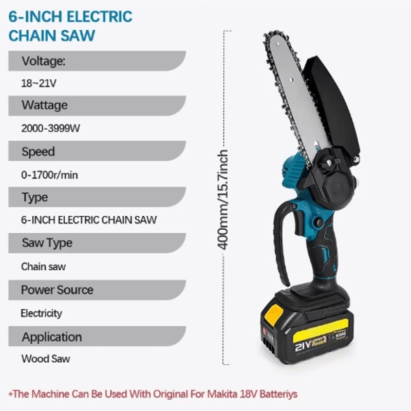 6Inch Mini Electric Chainsaw 1700RPM Portable Mini Electric Chainsaw For OneHand Wood Cutting 6