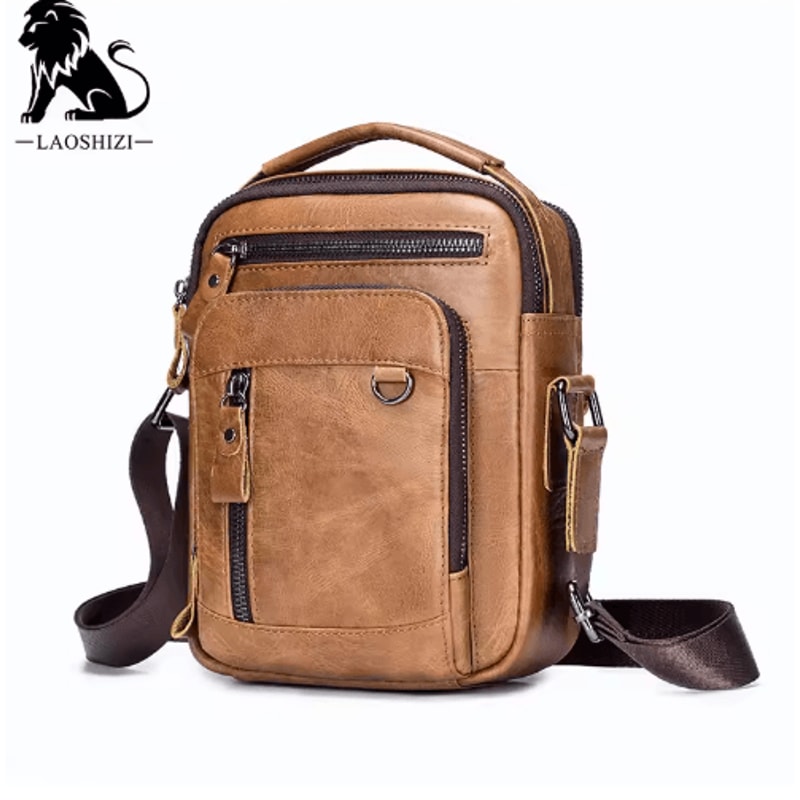 Genuine Leather Mens Crossbody Messenger Bag Classic Leather Messenger Bag For Daily Carry 3