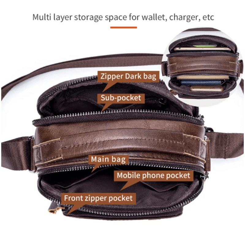 Genuine Leather Mens Crossbody Messenger Bag Classic Leather Messenger Bag For Daily Carry 4