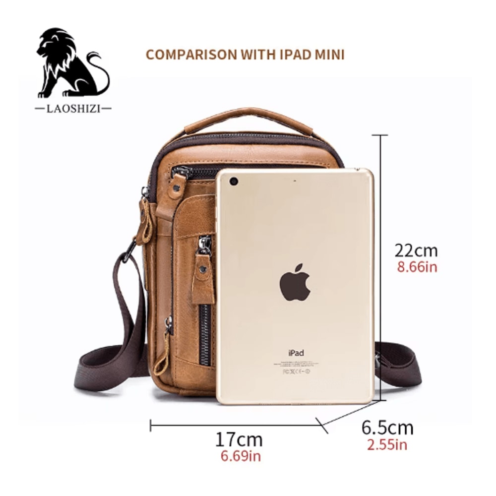 Genuine Leather Mens Crossbody Messenger Bag Classic Leather Messenger Bag For Daily Carry 7