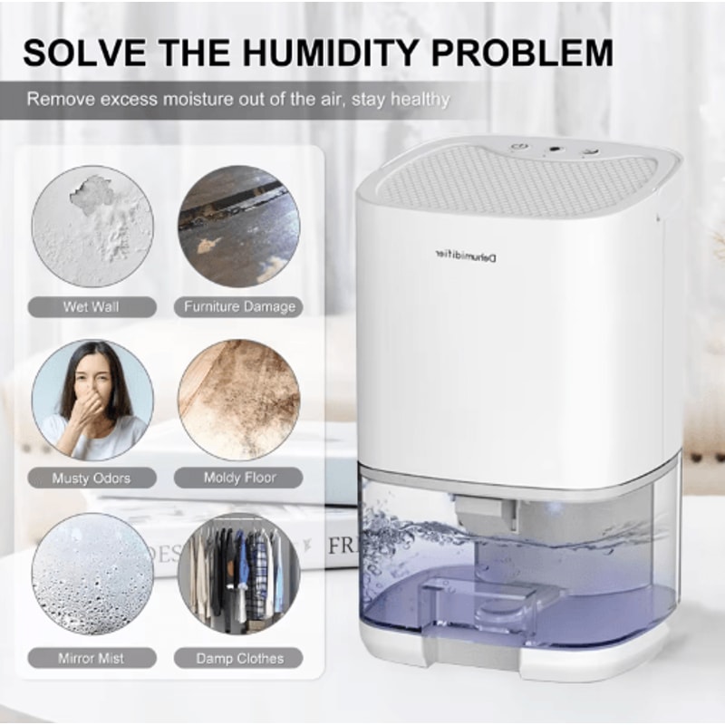 Portable Mini Dehumidifier Quiet Air Dehumidifier For Home Bedroom Office 5