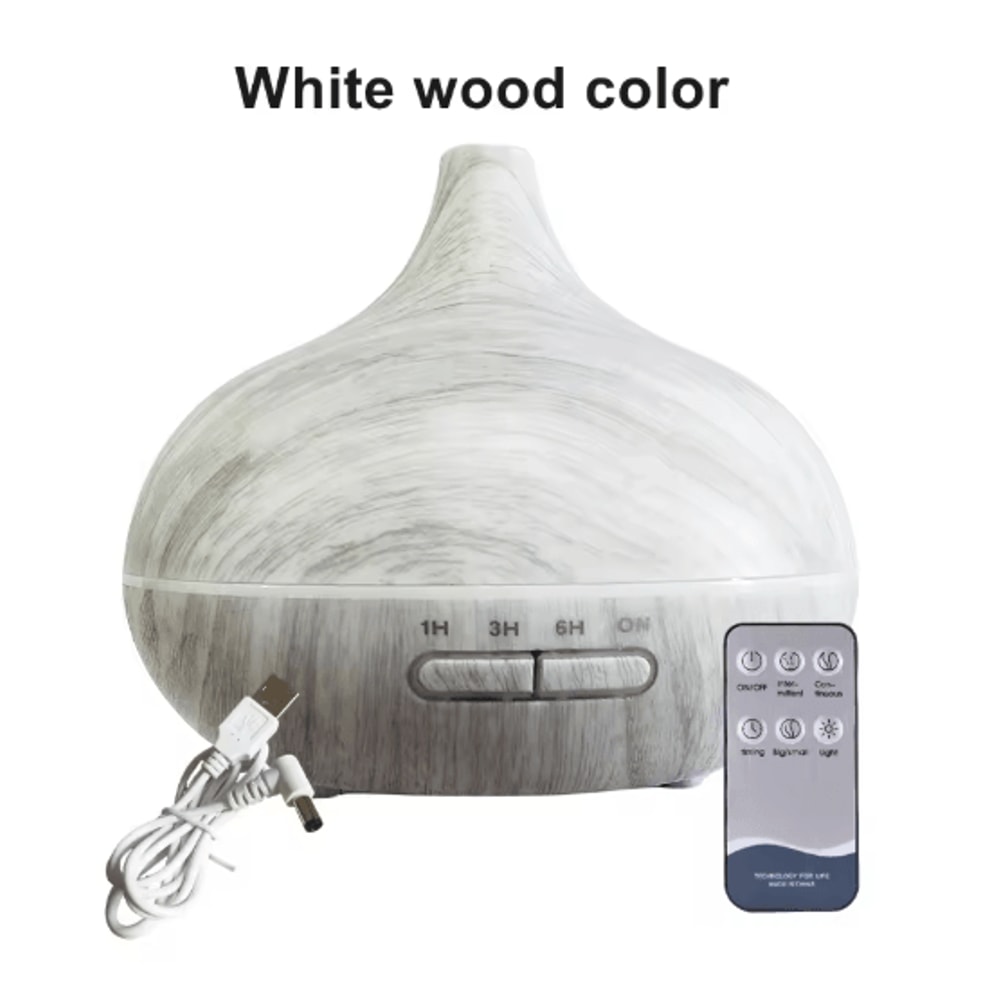 550ML Wood Grain Aroma Diffuser LED Essential Oil Diffuser With Remote Color Lights 1