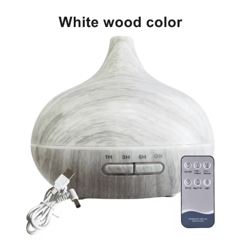 550ML Wood Grain Aroma Diffuser LED Essential Oil Diffuser With Remote Color Lights 1
