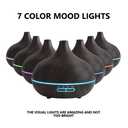 550ml wood grain aroma diffuser led essential oil diffuser with remote & color lights