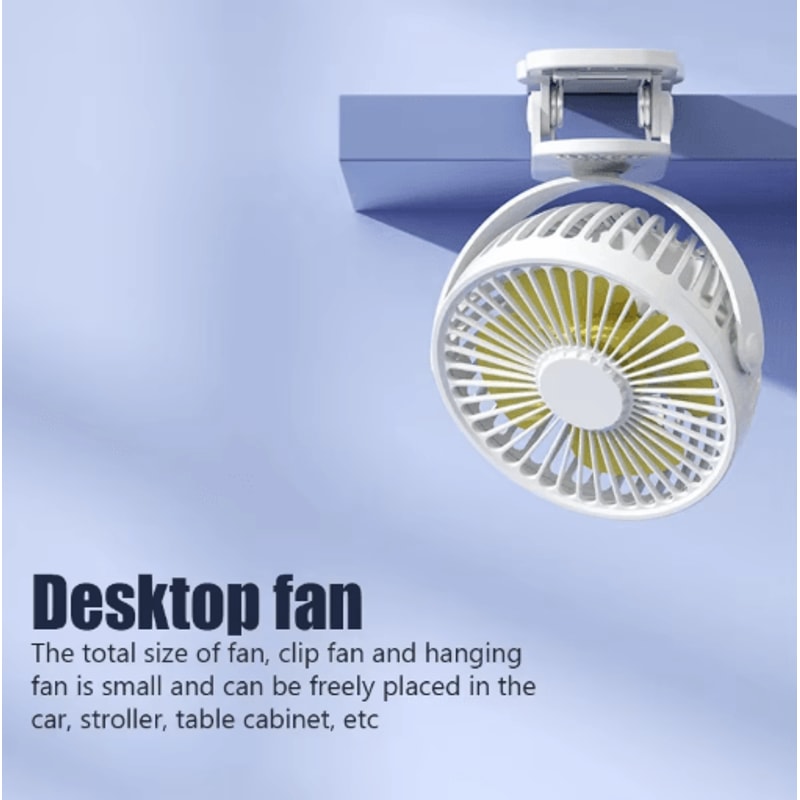Mini ClipOn USB Fan Quiet Portable Clip Fan With 3 Speed Strong Airflow 8