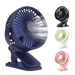 mini clip-on usb fan quiet portable clip fan with 3 speed strong airflow