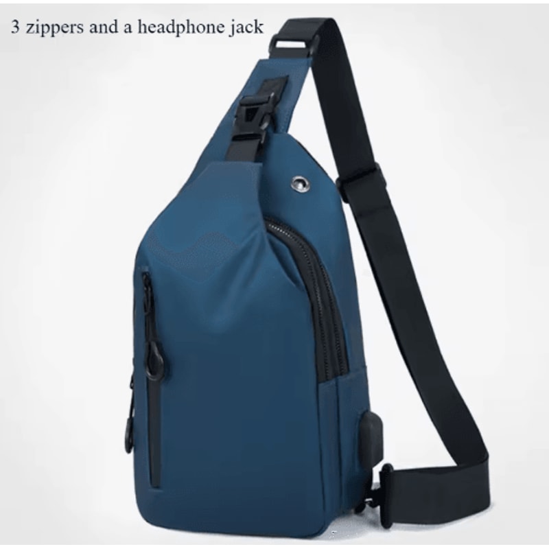 Mens Crossbody Chest Bag With USB Charging Port WaterResistant Casual Sling For Everyday Use 5