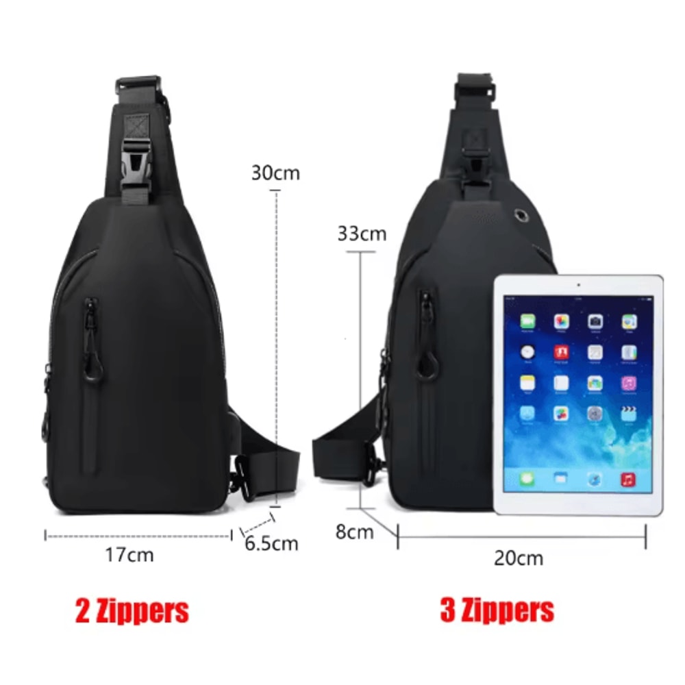 Mens Crossbody Chest Bag With USB Charging Port WaterResistant Casual Sling For Everyday Use 0