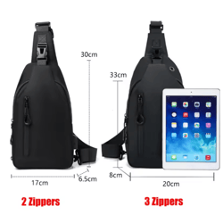 mens crossbody chest bag with usb charging port water-resistant casual sling for everyday use
