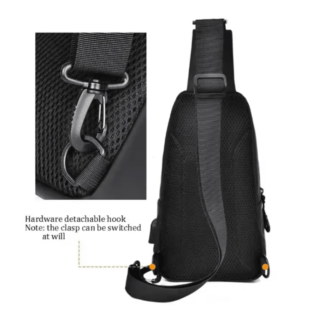 Mens Crossbody Chest Bag With USB Charging Port WaterResistant Casual Sling For Everyday Use 8