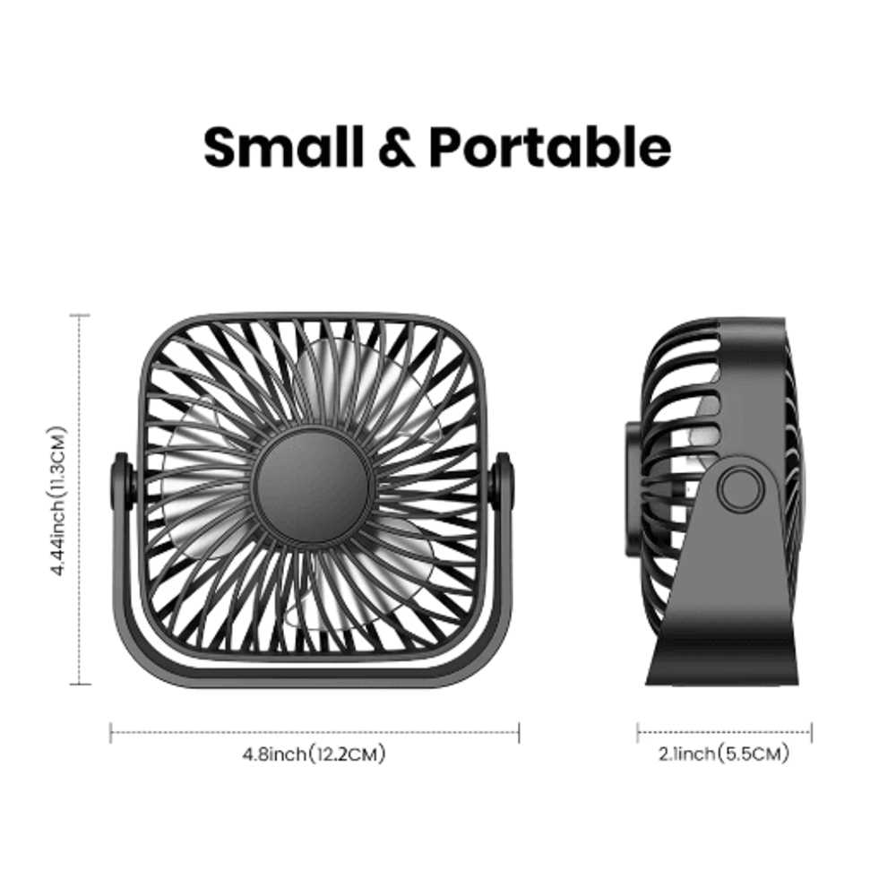 4Inch USB Portable Mini Fan Quiet Adjustable Desk Camping Personal Fan 5