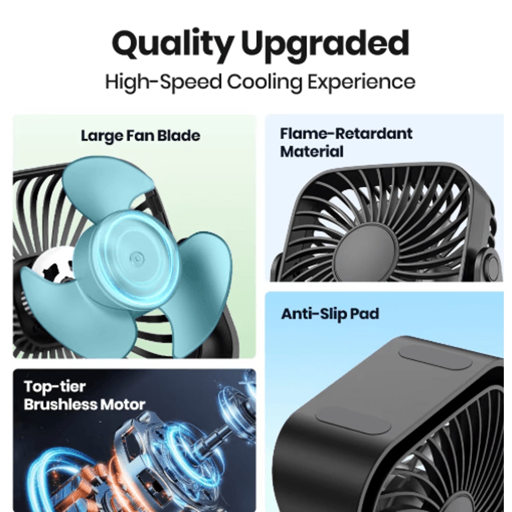 4Inch USB Portable Mini Fan Quiet Adjustable Desk Camping Personal Fan 9