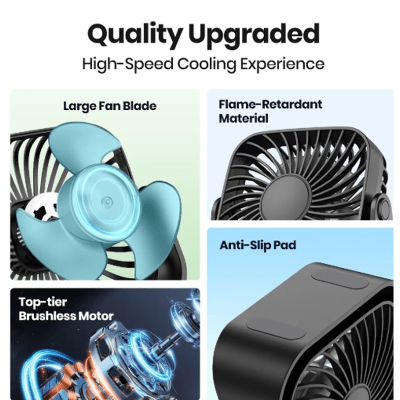 4Inch USB Portable Mini Fan Quiet Adjustable Desk Camping Personal Fan 10