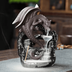 ceramic dragon backflow incense burner vintage aromatherapy decor for home & relaxation