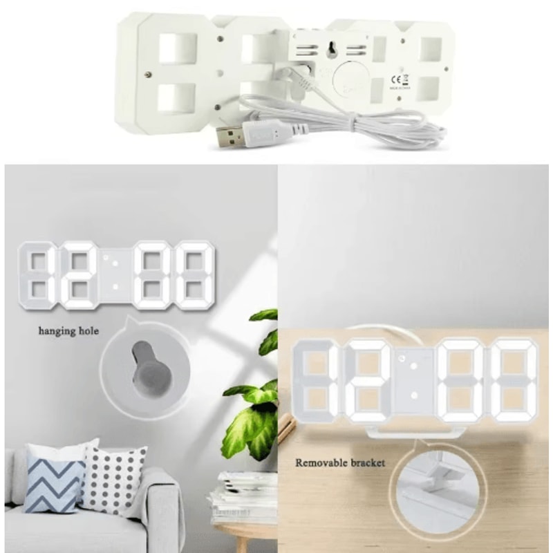 3D LED Digital Alarm Clock With Temperature Modern Wall Desk Display Clock 11