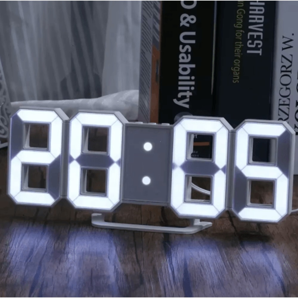 3D LED Digital Alarm Clock With Temperature Modern Wall Desk Display Clock 0