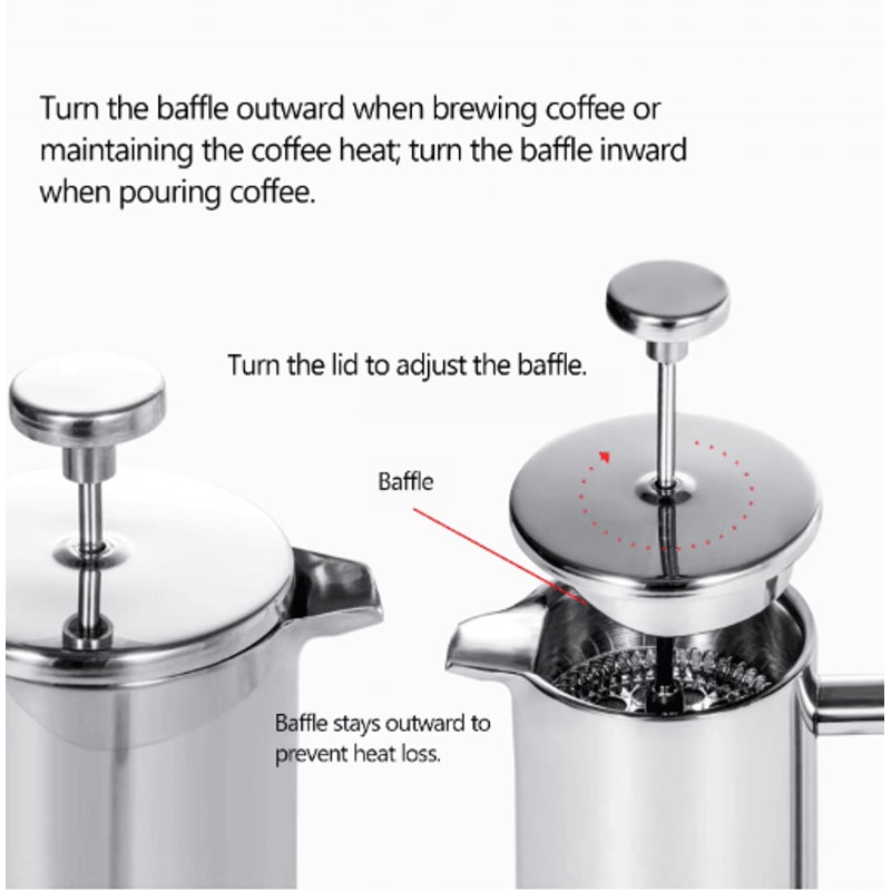 Stainless Steel French Press Coffee Maker Double Wall Insulated Manual Coffee Brewer 350ml1000ml 4