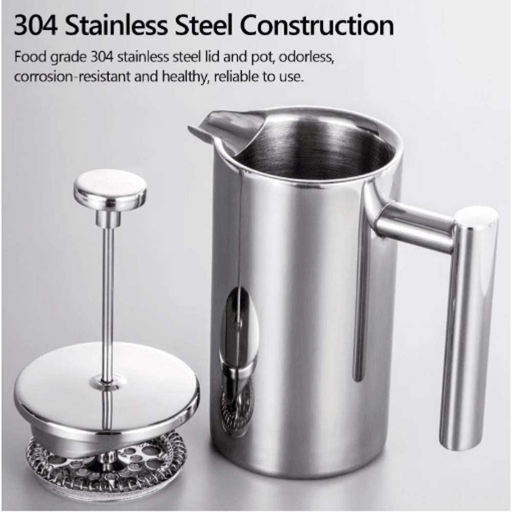 Stainless Steel French Press Coffee Maker Double Wall Insulated Manual Coffee Brewer 350ml1000ml 7