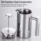 Stainless Steel French Press Coffee Maker Double Wall Insulated Manual Coffee Brewer 350ml1000ml 7