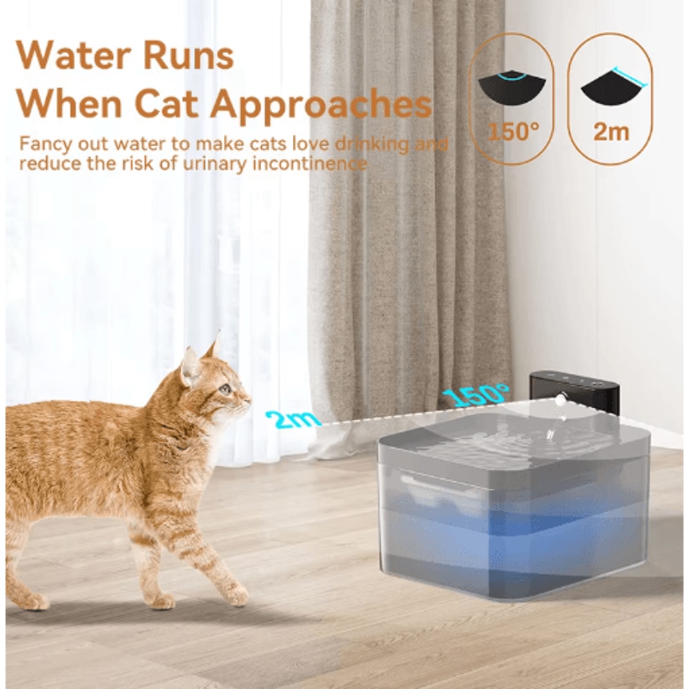 ROJECO Wireless Automatic Pet Water Fountain Smart Infrared Sensor Cat Dog Water Dispense 6