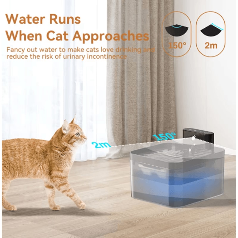 ROJECO Wireless Automatic Pet Water Fountain Smart Infrared Sensor Cat Dog Water Dispense 6
