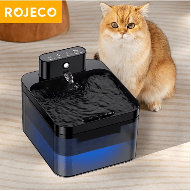 ROJECO Wireless Automatic Pet Water Fountain Smart Infrared Sensor Cat Dog Water Dispense 8