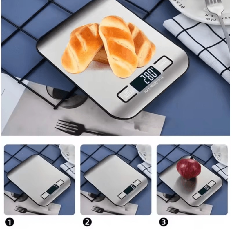 Digital Kitchen Scale With LED Display Precision Stainless Steel Food Weighing Scale 5kg Capacity 4