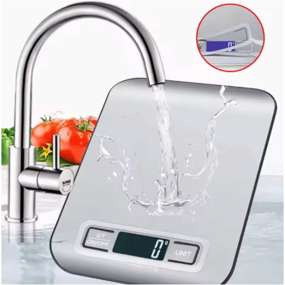 Digital Kitchen Scale With LED Display Precision Stainless Steel Food Weighing Scale 5kg Capacity 0