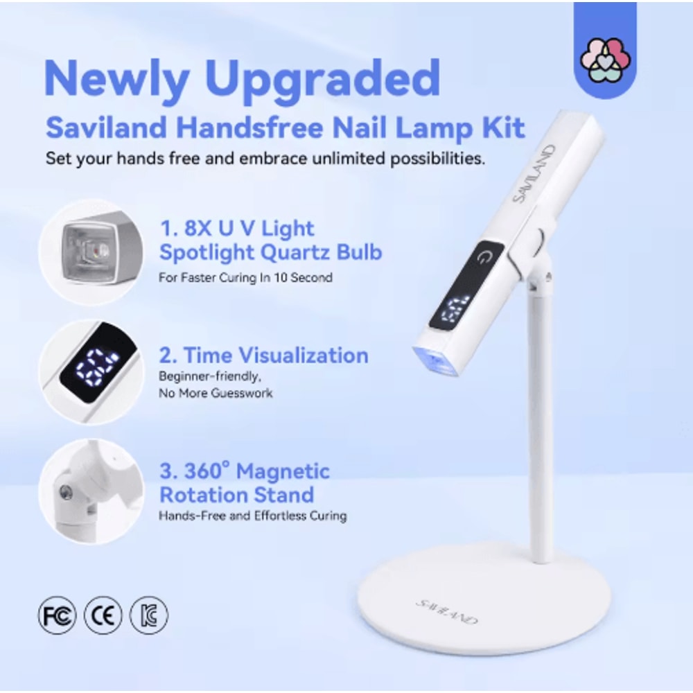 SAVILAND Rechargeable UV LED Nail Lamp Portable Gel Nail Dryer With LCD Timer Magnetic Stand 6
