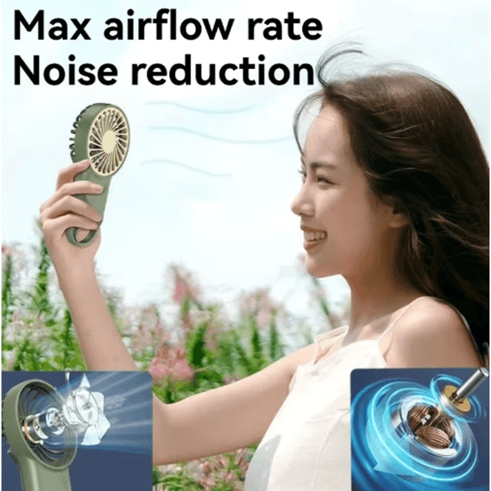 Foldable USB Rechargeable Mini Fan Portable Handheld Desktop Cartoon Cooling Fan With Hook 6