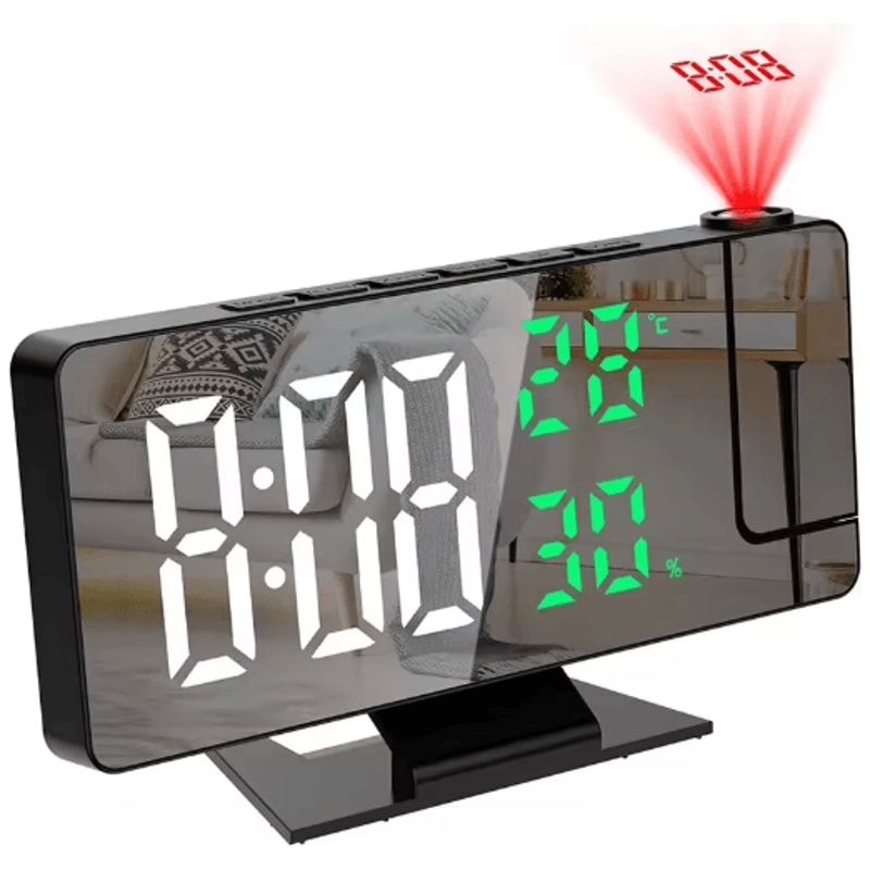 LED Digital Projection Alarm Clock Ceiling Projector Clock With Temperature Display Snooze 2