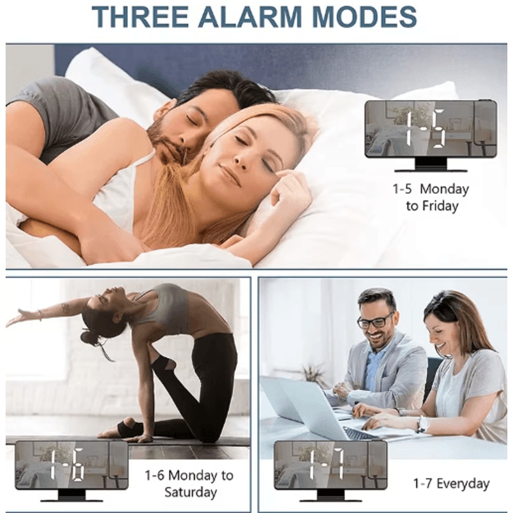 LED Digital Projection Alarm Clock Ceiling Projector Clock With Temperature Display Snooze 4