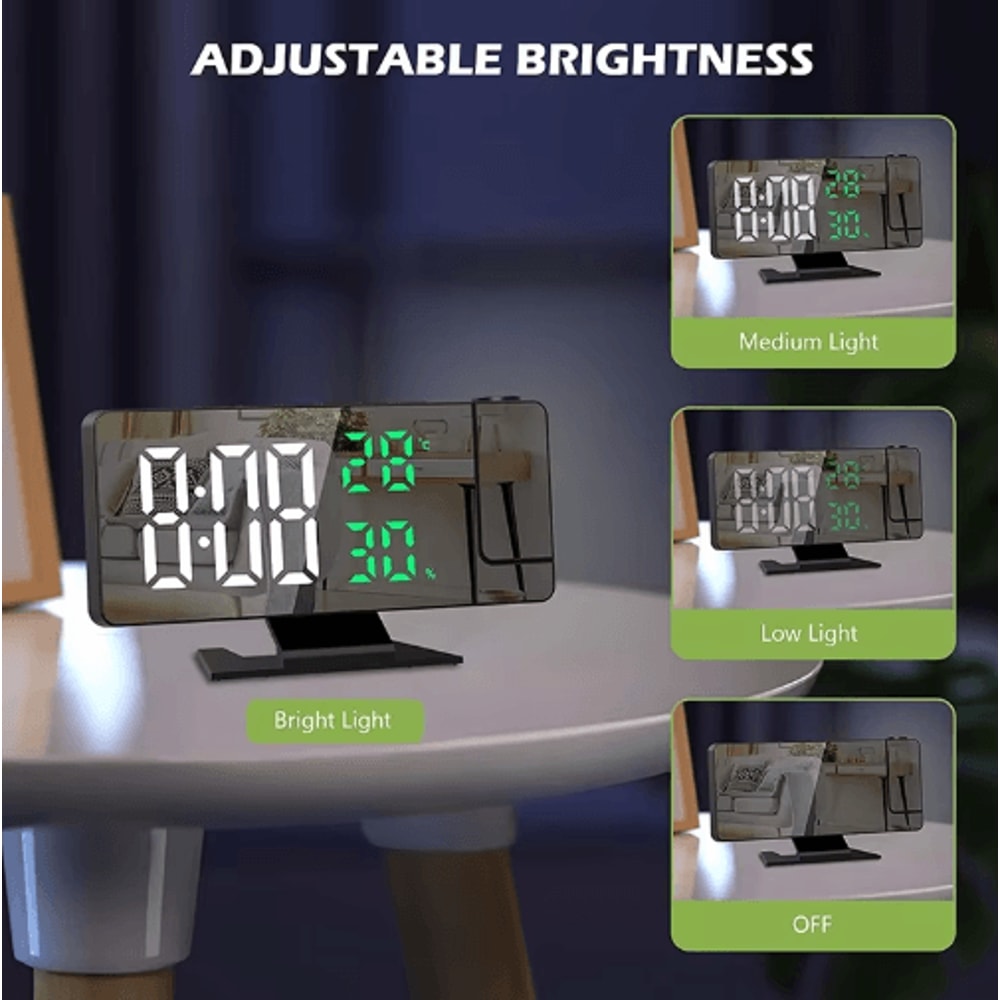 LED Digital Projection Alarm Clock Ceiling Projector Clock With Temperature Display Snooze 0