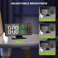 led digital projection alarm clock – ceiling projector clock with temperature display & snooze