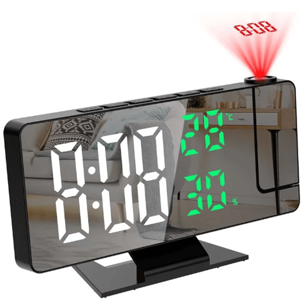 LED Digital Projection Alarm Clock Ceiling Projector Clock With Temperature Display Snooze 6