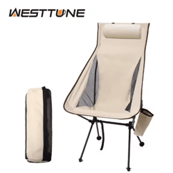 westtune portable camping chair with headrest – lightweight folding aluminum outdoor chair