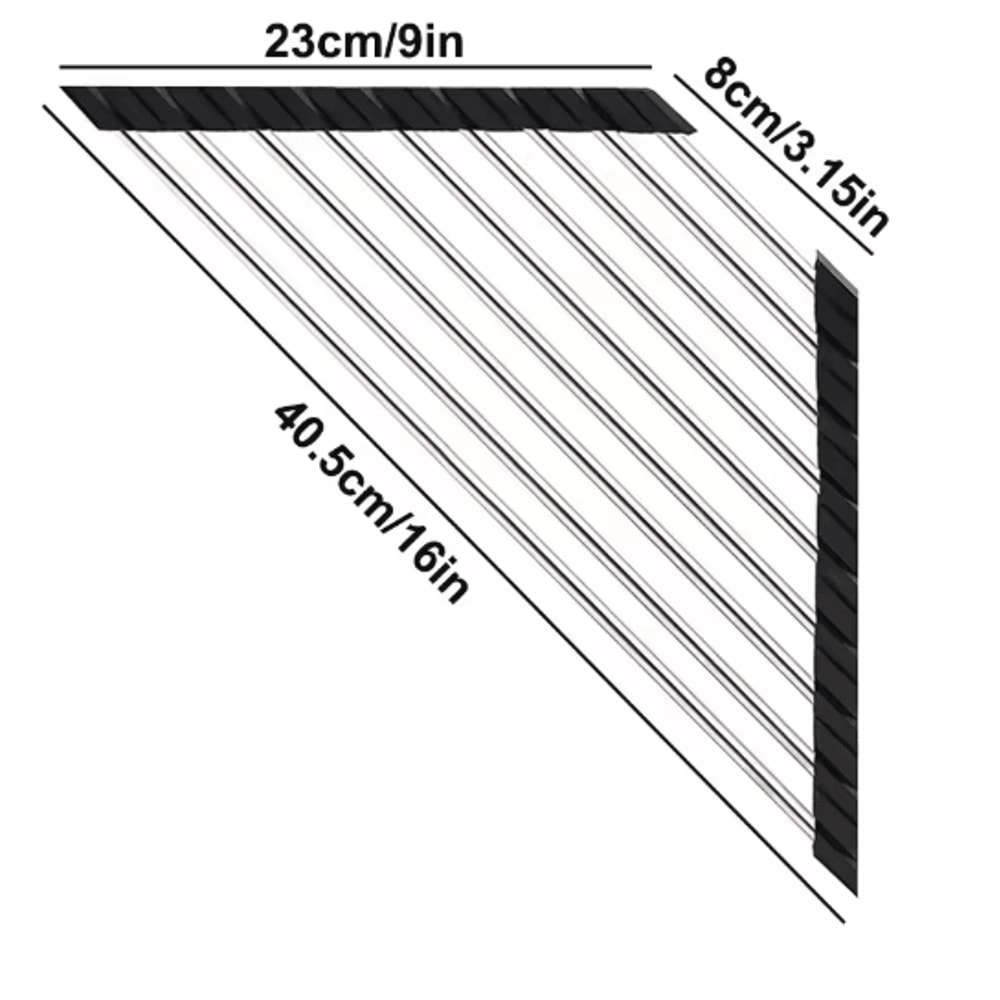 Roll Up Triangle Over Sink Drying Rack Foldable Stainless Steel Dish Drainer Corner Organizer 1