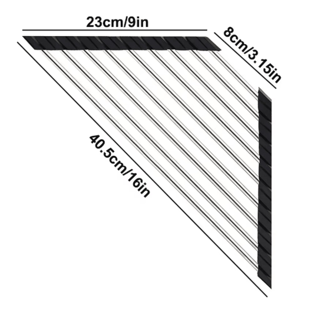 Roll Up Triangle Over Sink Drying Rack Foldable Stainless Steel Dish Drainer Corner Organizer 3
