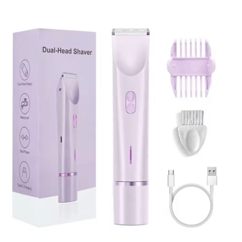 Mini Waterproof Rechargeable Womens Electric Shaver Dual Head Bikini Trimmer Body Hair Remover 1