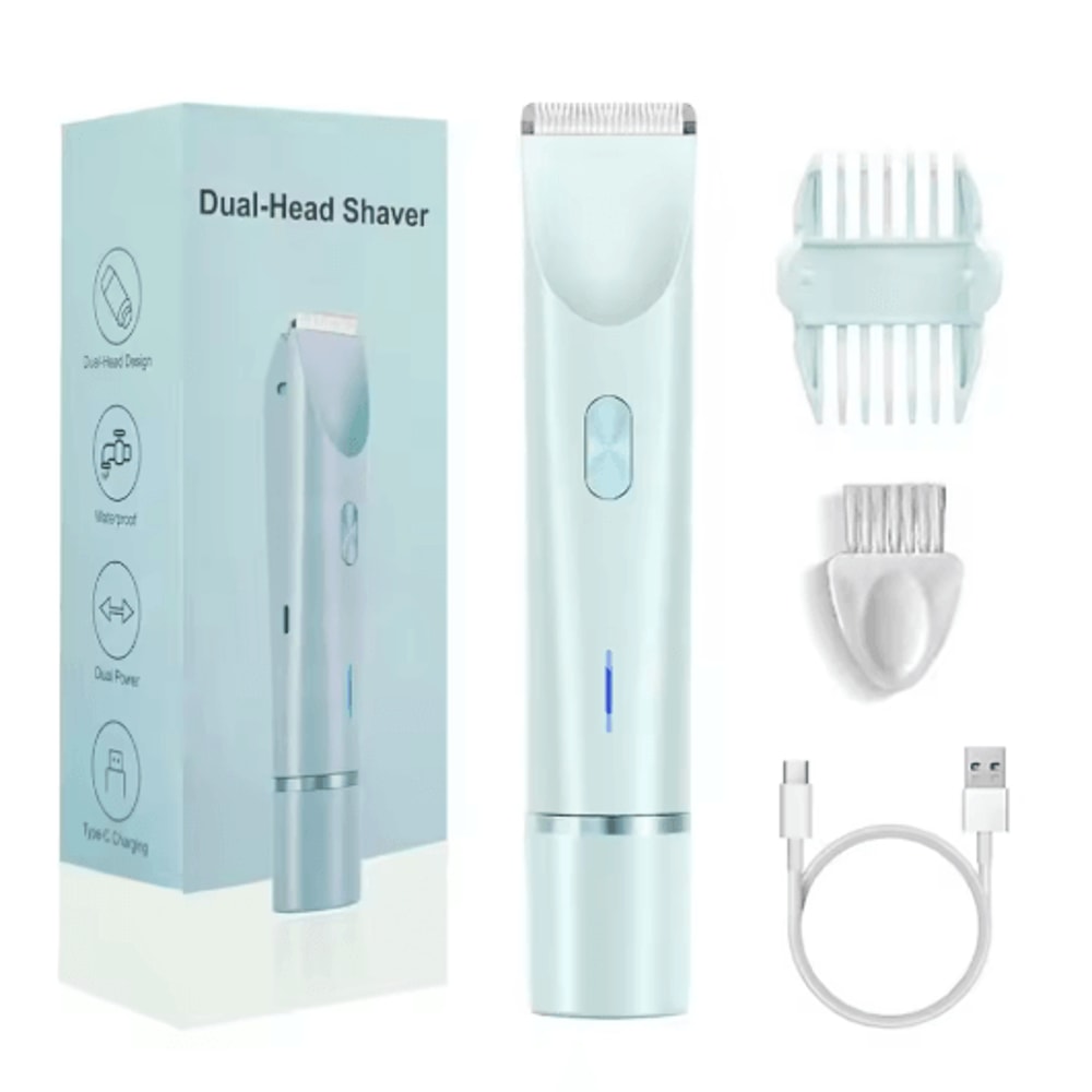 Mini Waterproof Rechargeable Womens Electric Shaver Dual Head Bikini Trimmer Body Hair Remover 2