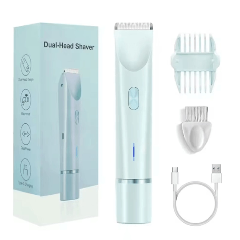 Mini Waterproof Rechargeable Womens Electric Shaver Dual Head Bikini Trimmer Body Hair Remover 2